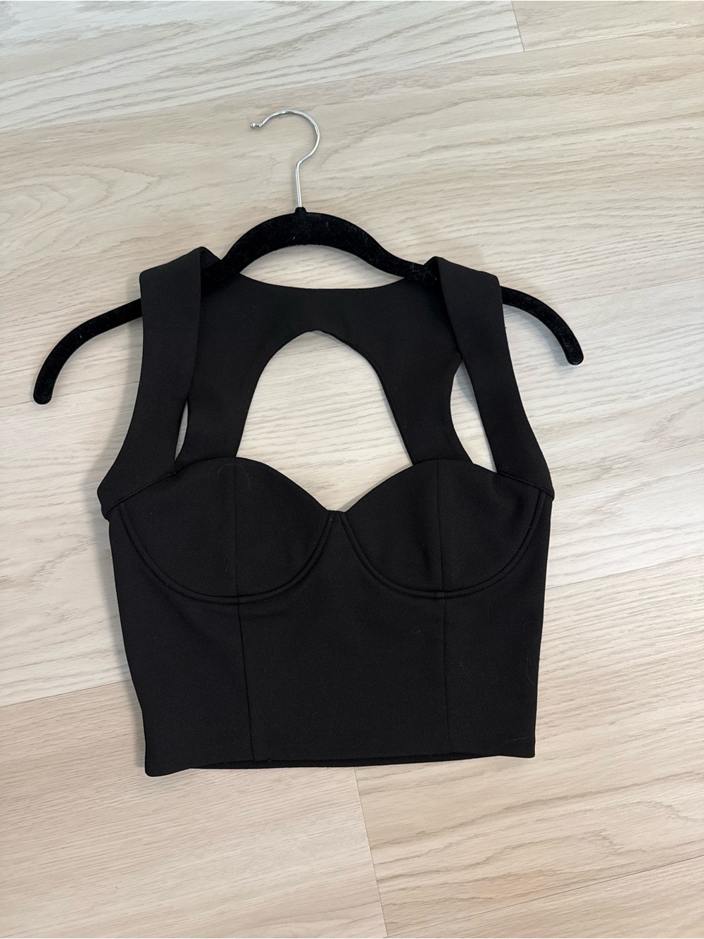 Zara Black Structured Crop Top